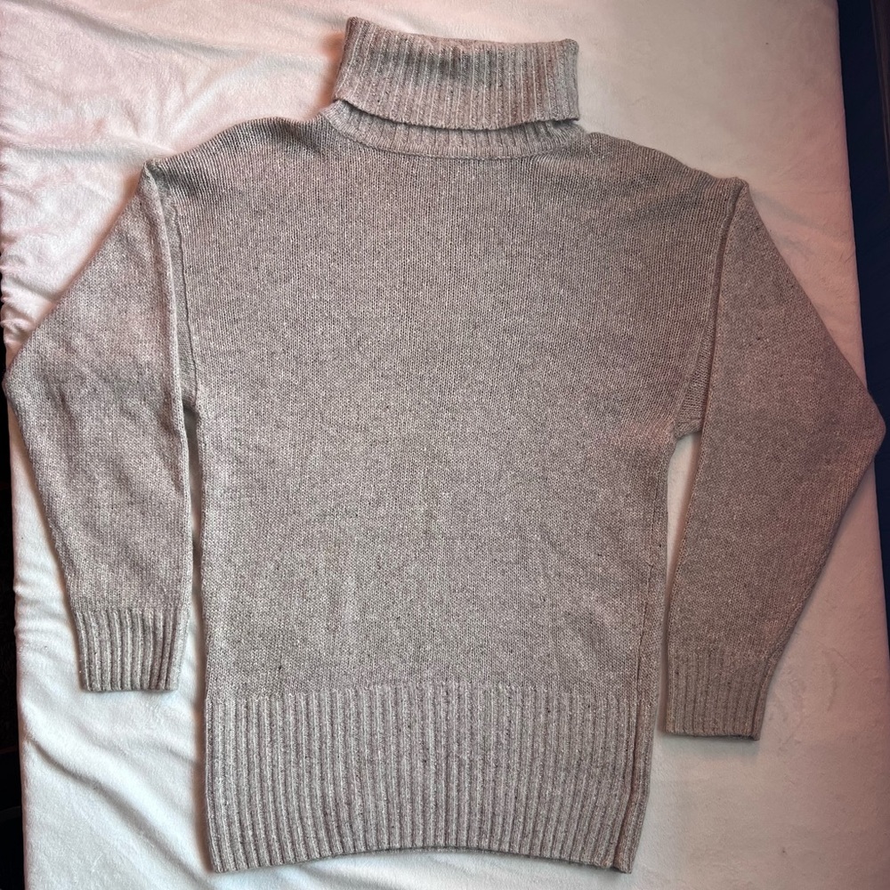 I.B. Diffusion Silk, Angora and Lambswool Women's Tan Turtleneck Sweater Sm